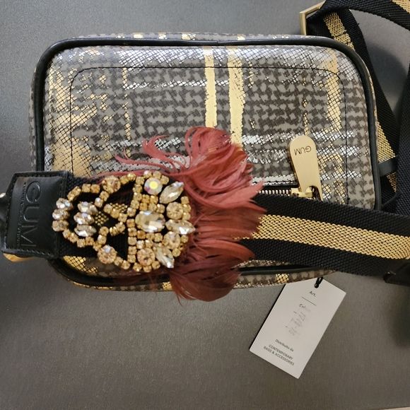 GUM DESIGN Grey Cross-body bag removable shoulder strap golden skull jew… - Picture 6 of 9